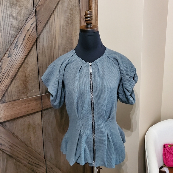 Burberry Tops - Burberry Zip Puff Sleeve Top